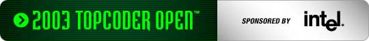 2003 TopCoder Open sponsord by Intel®