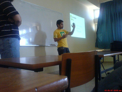 HOKSHA during a presentation on Python… or perhaps doing 